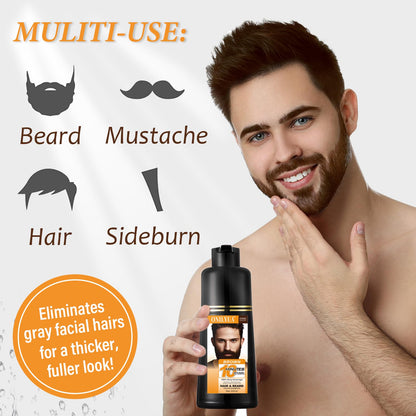 iemokoda Men's Beard & Hair Dye Shampoo - Dark Brown | 3-in-1 Dye, Shampoo & Conditioner | 6.8 oz