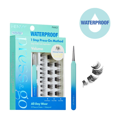 iENVY Press&Go Waterproof Self-Adhesive Lashes — No Glue Needed, 22 Clusters, Reusable with Applicator Kit