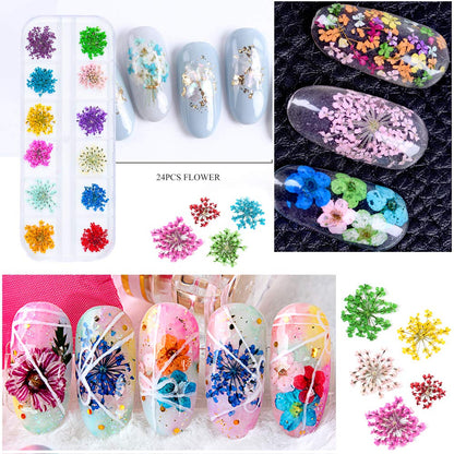 iFancer Natural Dried Flowers for Nail Art & Resin Crafts – 3D Pressed Decor