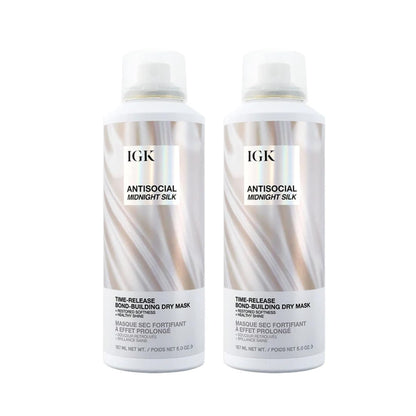 IGK Antisocial Dry Hair Mask | Overnight Bond-Building Treatment for Dry Hair & Extensions | Hydrates & Softens | 5oz Pack of 2 | New Scent