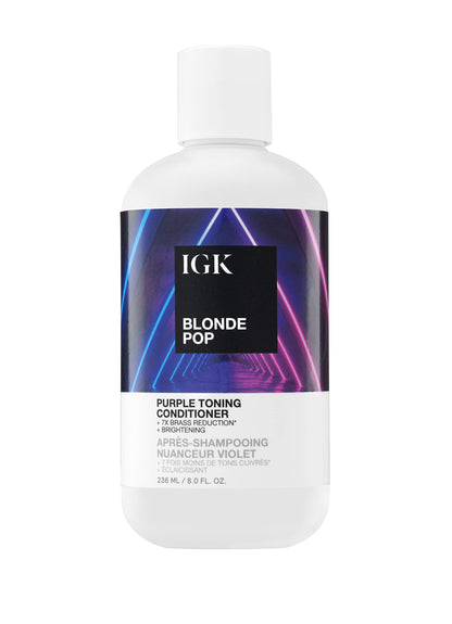 IGK Blonde Pop Purple Toning Conditioner | Neutralize Brass, Moisturize & Shine | Vegan + Cruelty-Free | 8 Oz