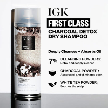IGK First Class Charcoal Detox Dry Shampoo – Deep Cleansing & Volume (2-Pack)