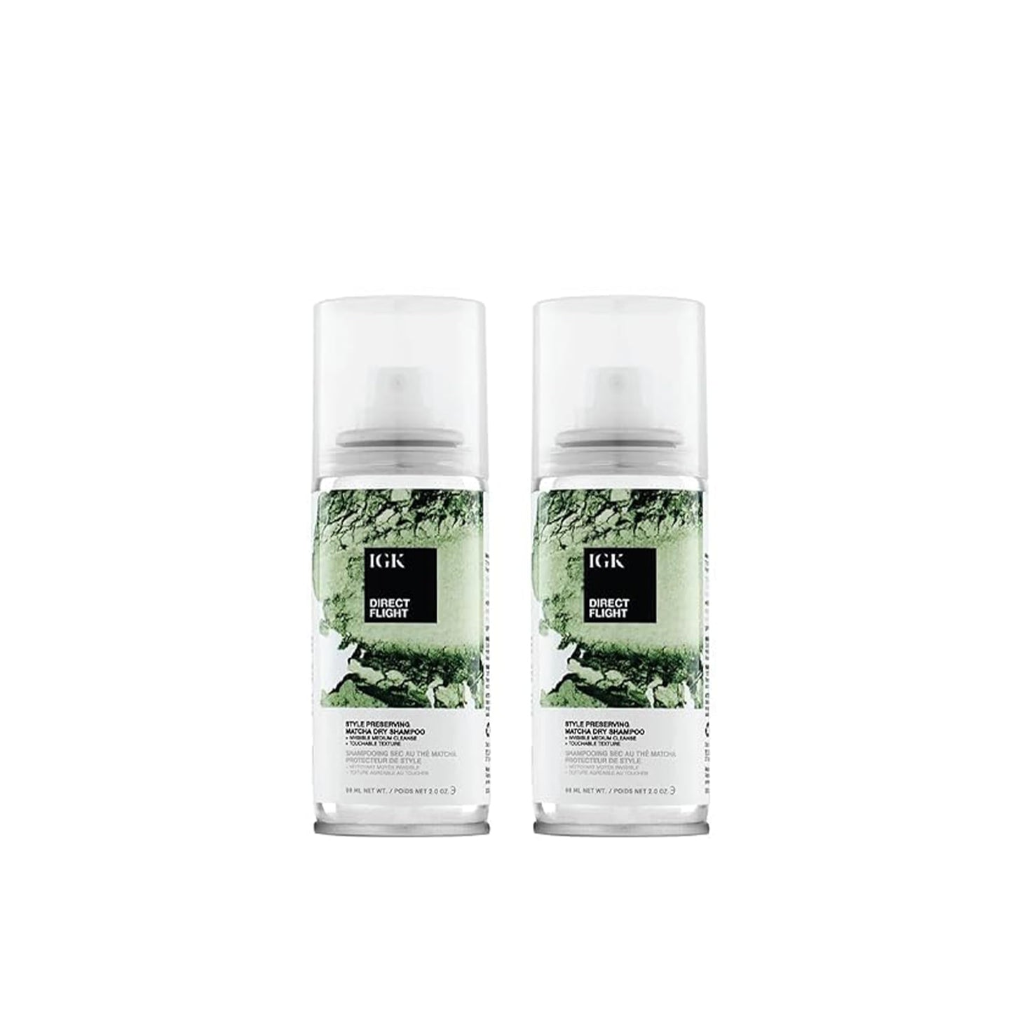 IGK Direct Flight Matcha Dry Shampoo Travel Size – Oil Absorbing & Texture Boost, Pack of 2