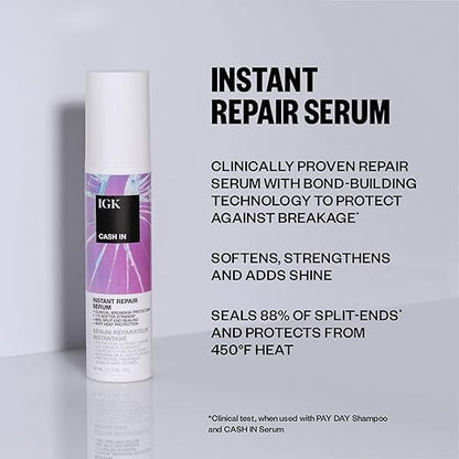 IGK Expensive Clear Gloss Top Coat + Cash In Repair Serum – Vegan + Cruelty-Free Duo (4.7 oz Top Coat + 1.7 oz Serum) | Pack of 2