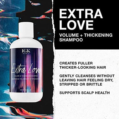 IGK EXTRA LOVE Volume & Thickening Shampoo & Conditioner Set | Volume + Scalp Balance + Oil Balance | Vegan + Cruelty-Free | 8 oz (Pack of 2)