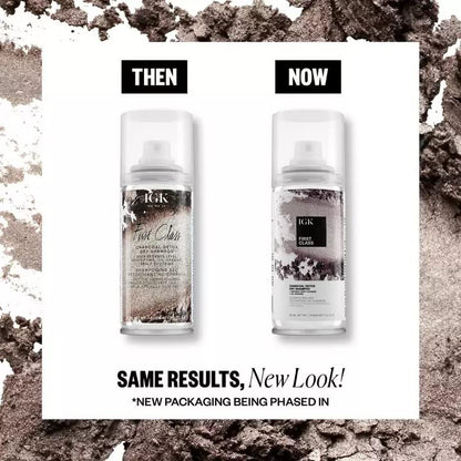IGK FIRST CLASS Charcoal Detox Dry Shampoo Travel | Deep Cleanse, Oil Balance & Scalp Soothing | Vegan Cruelty-Free | 2 oz