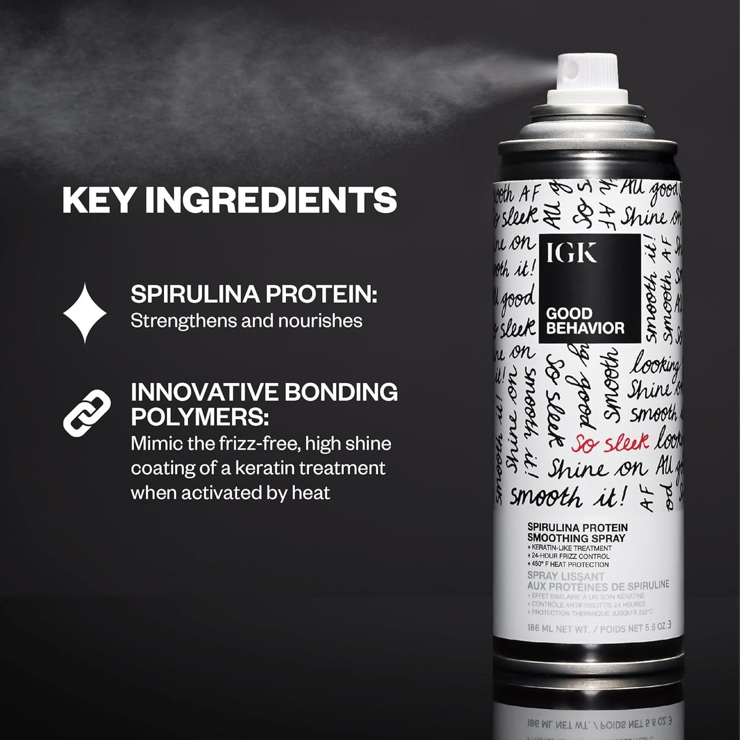 IGK GOOD BEHAVIOR Travel Set – 4-in-1 Prep Spray + Spirulina Protein Smoothing Spray | Frizz Control & Heat Protection