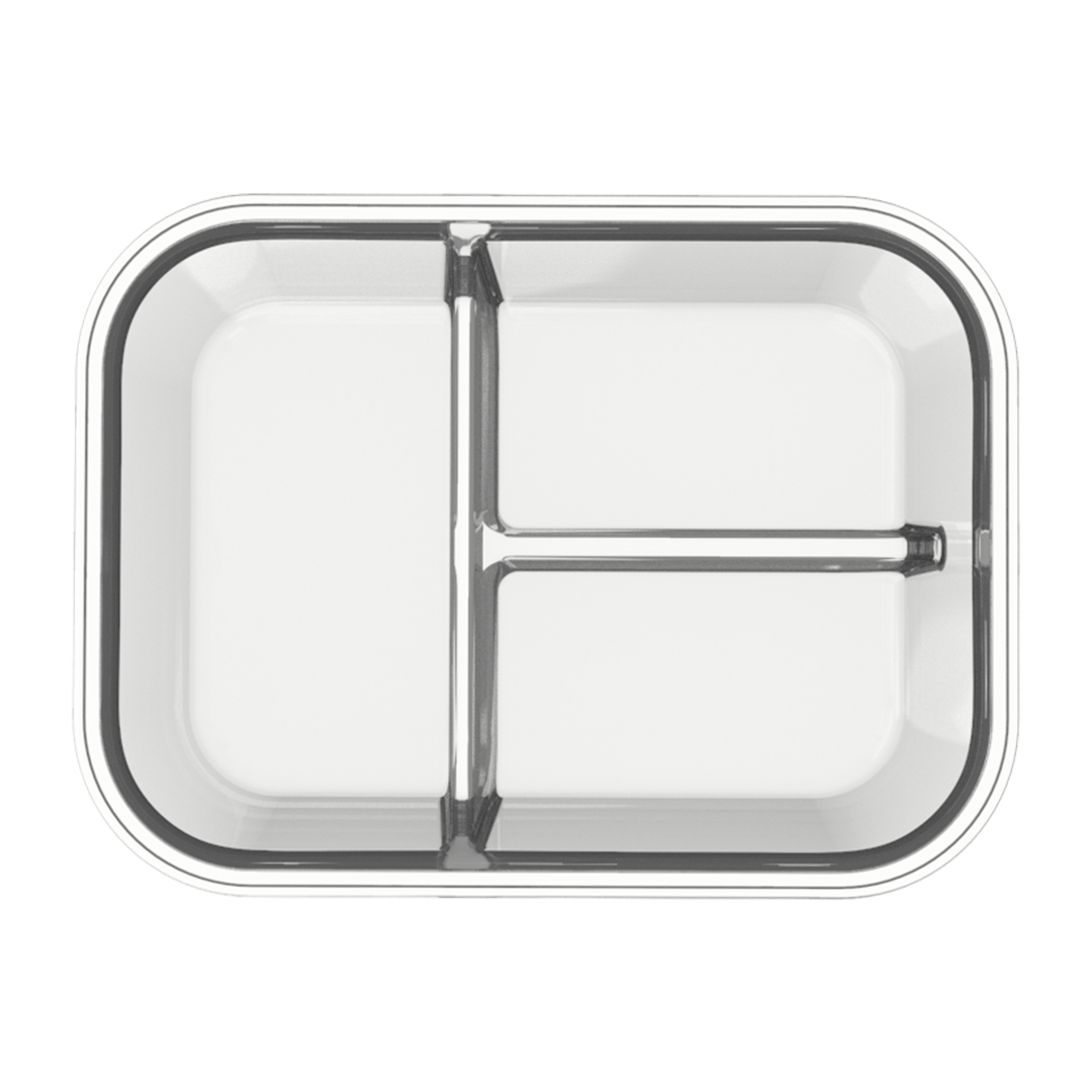 3-Compartment Glass Containers with Airtight Lids - 980ml - 3 PACK