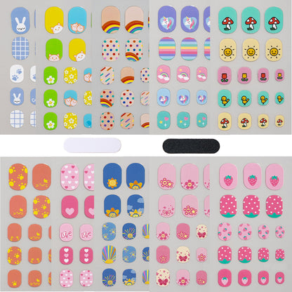IHUKEIT Colorful Kid Nail Stickers – Full Nail Wraps for Girls (10 Sheets)