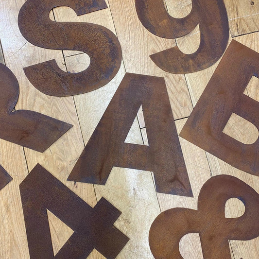 12″ Rusty Fat Font Metal Letters For The Home And Garden A–Z & 0–9