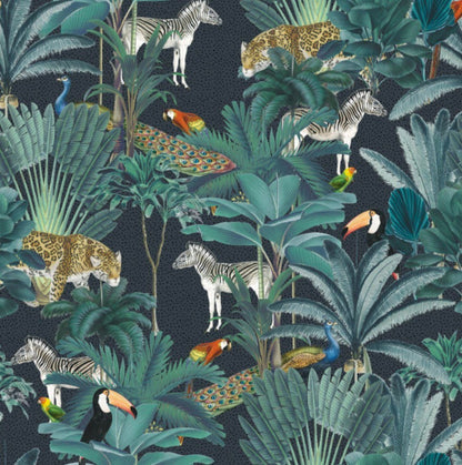 Jungle velvet in black, drum lampshade /ceiling shade with a white lining
