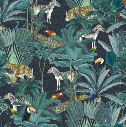 Jungle velvet french drum lampshade / ceiling light shade, with black fringe and braid