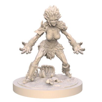 Sylva: Clawed Wildheard Shifter Fantasy Girl Miniature - 75mm Scale Resin Figure by Ravi Sampath