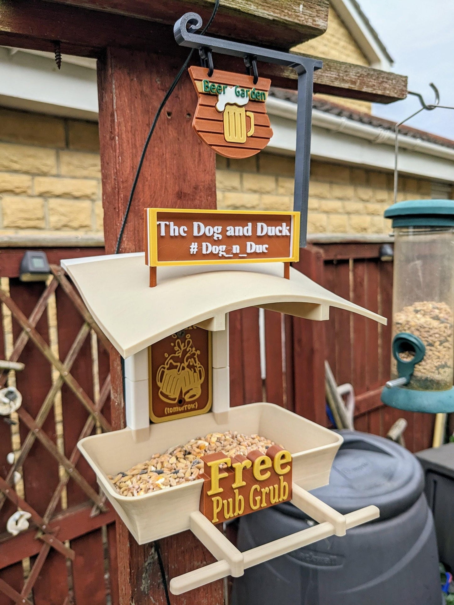 Customisable  Pub Named Garden Bird Feeding Station - seed feeder - quirky outdoor Decor - Wild Bird Food table - sparrow blue tit blackbird