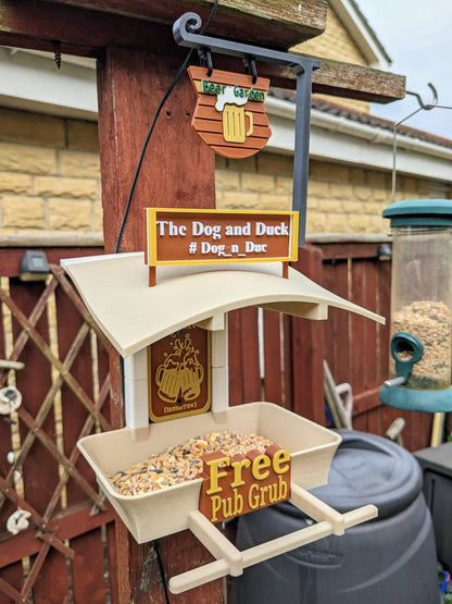 Customisable  Pub Named Garden Bird Feeding Station - seed feeder - quirky outdoor Decor - Wild Bird Food table - sparrow blue tit blackbird