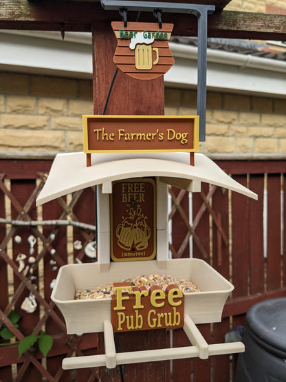 Customisable  Pub Named Garden Bird Feeding Station - seed feeder - quirky outdoor Decor - Wild Bird Food table - sparrow blue tit blackbird