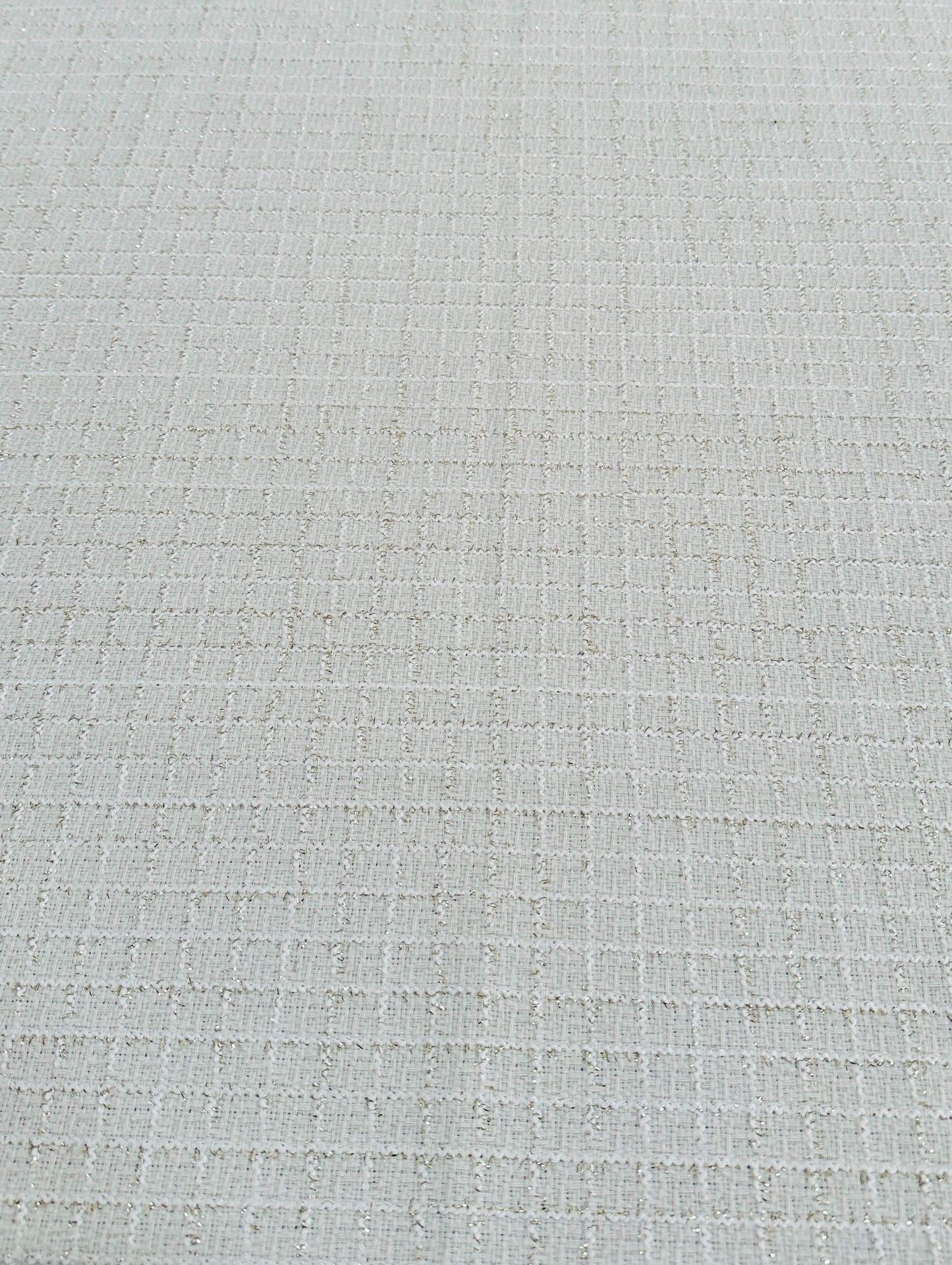 White Wool Tweed Fabric – Checked Glitter Suiting by the Metre