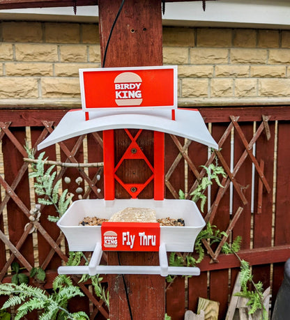 Birdy king Garden Bird Feeding Station - Garden bird seed feeder - quirky outdoor Decor - Wild Bird Food table - sparrow blue tit blackbird