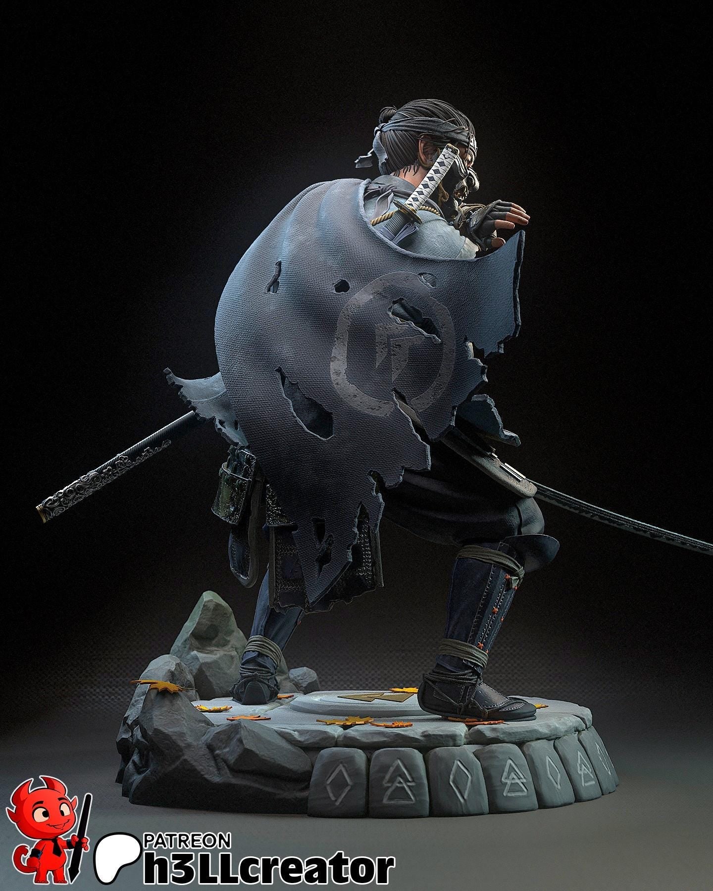Jin Sakai from Ghost of Tsushima  (fan art) | Full Model | Miniature scale 1:12 | h3LL Creator | DIY Model Kit