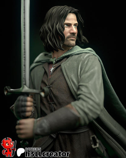 Aaragorn from The Lord of the Rings (fan art) | Full Model or Bust | Miniature scale 1:12 | h3LL Creator | DIY Model Kit