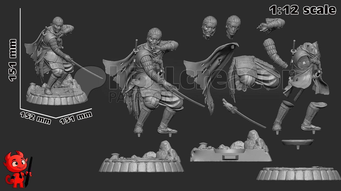 Jin Sakai from Ghost of Tsushima  (fan art) | Full Model | Miniature scale 1:12 | h3LL Creator | DIY Model Kit