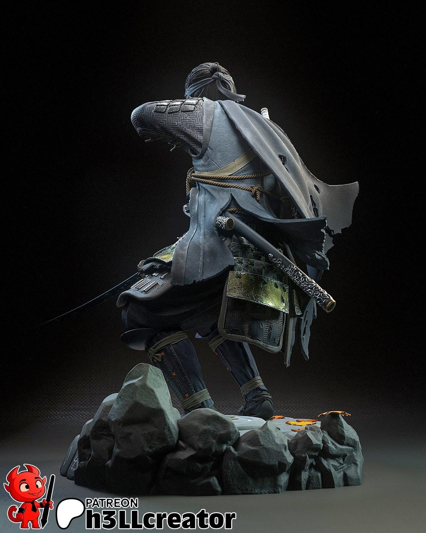 Jin Sakai from Ghost of Tsushima  (fan art) | Full Model | Miniature scale 1:12 | h3LL Creator | DIY Model Kit