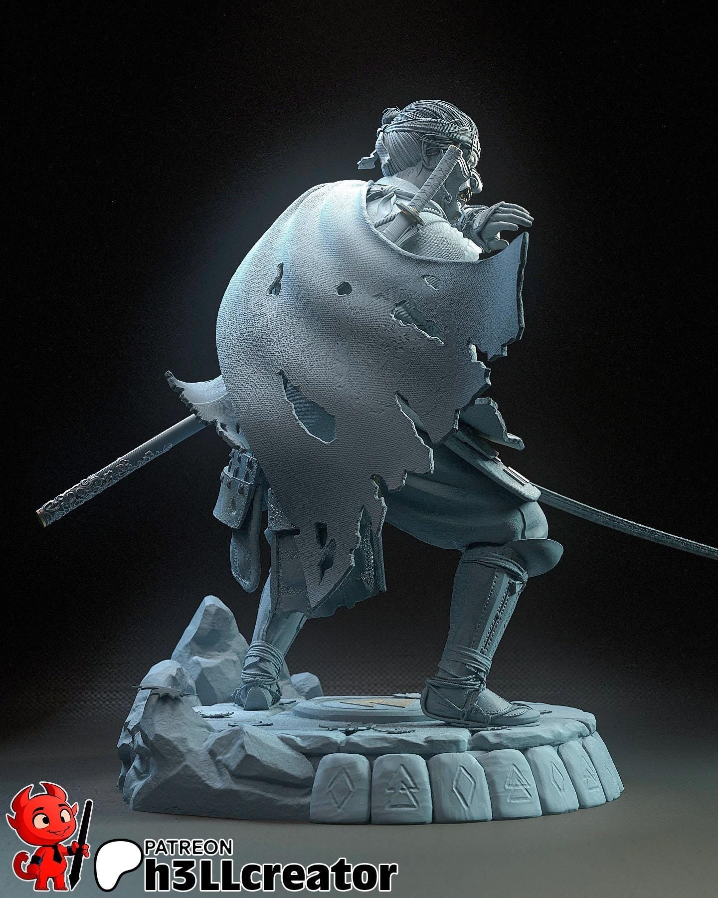 Jin Sakai from Ghost of Tsushima  (fan art) | Full Model | Miniature scale 1:12 | h3LL Creator | DIY Model Kit