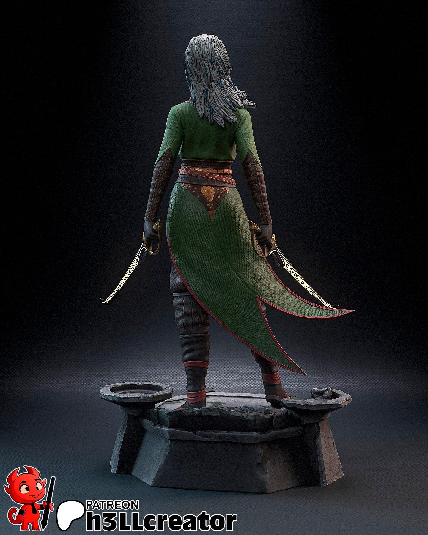 Jaheira from Baldur's Gate 3 (fan art) | Full Model or Bust | Miniature scale 1:12 | h3LL Creator | DIY Model Kit