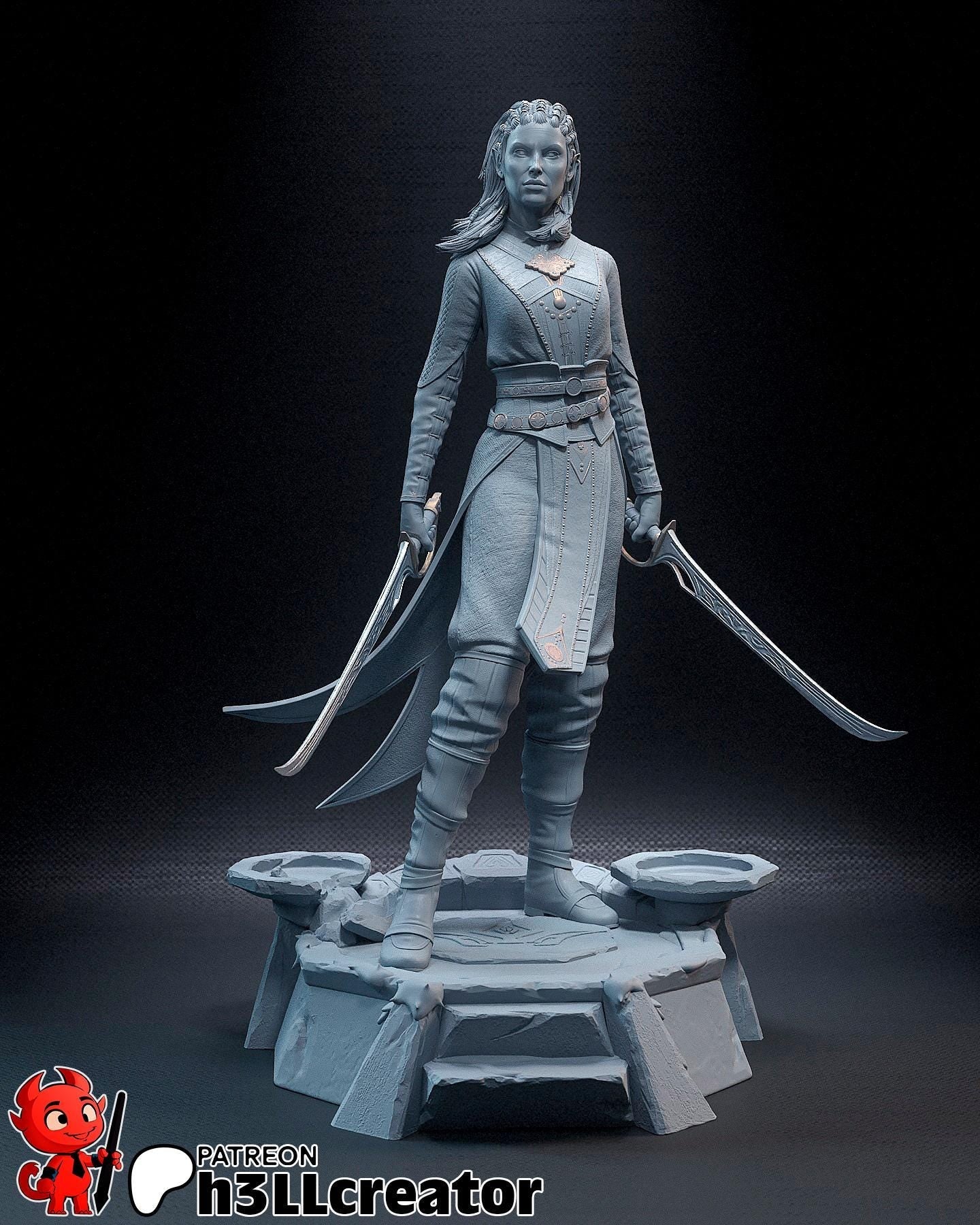 Jaheira from Baldur's Gate 3 (fan art) | Full Model or Bust | Miniature scale 1:12 | h3LL Creator | DIY Model Kit