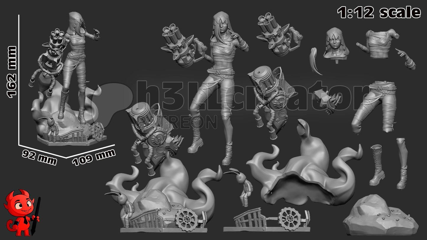 Jinx from Arcane (fan art) | Full Model or Bust | Miniature scale 1:12 | h3LL Creator | DIY Model Kit