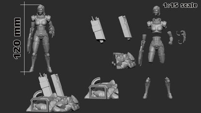 Female Shepard from Mass Effect (fan art) | Full Model or Bust | Miniature scale 1:12 | h3LL Creator | DIY Model Kit