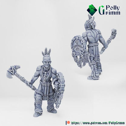 Wild west set. Native American Warriors Set 1 - Fantasy historic miniatures for tabletop games. 28mm / 32mm Resin Figures for RPG