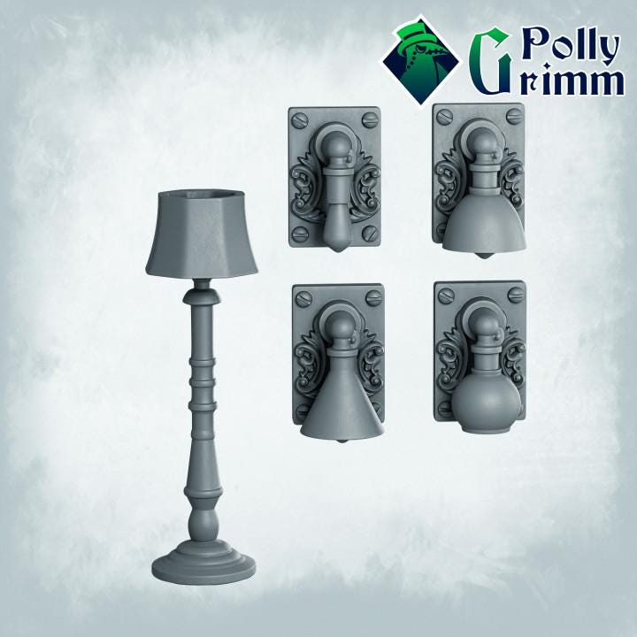 Lamps Set - Scatter Terrain  - Fantasy historic miniatures for tabletop games. 28mm / 32mm Resin Figures for RPG