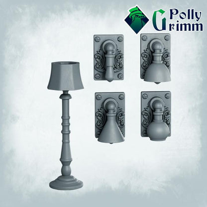 Lamps Set - Scatter Terrain  - Fantasy historic miniatures for tabletop games. 28mm / 32mm Resin Figures for RPG