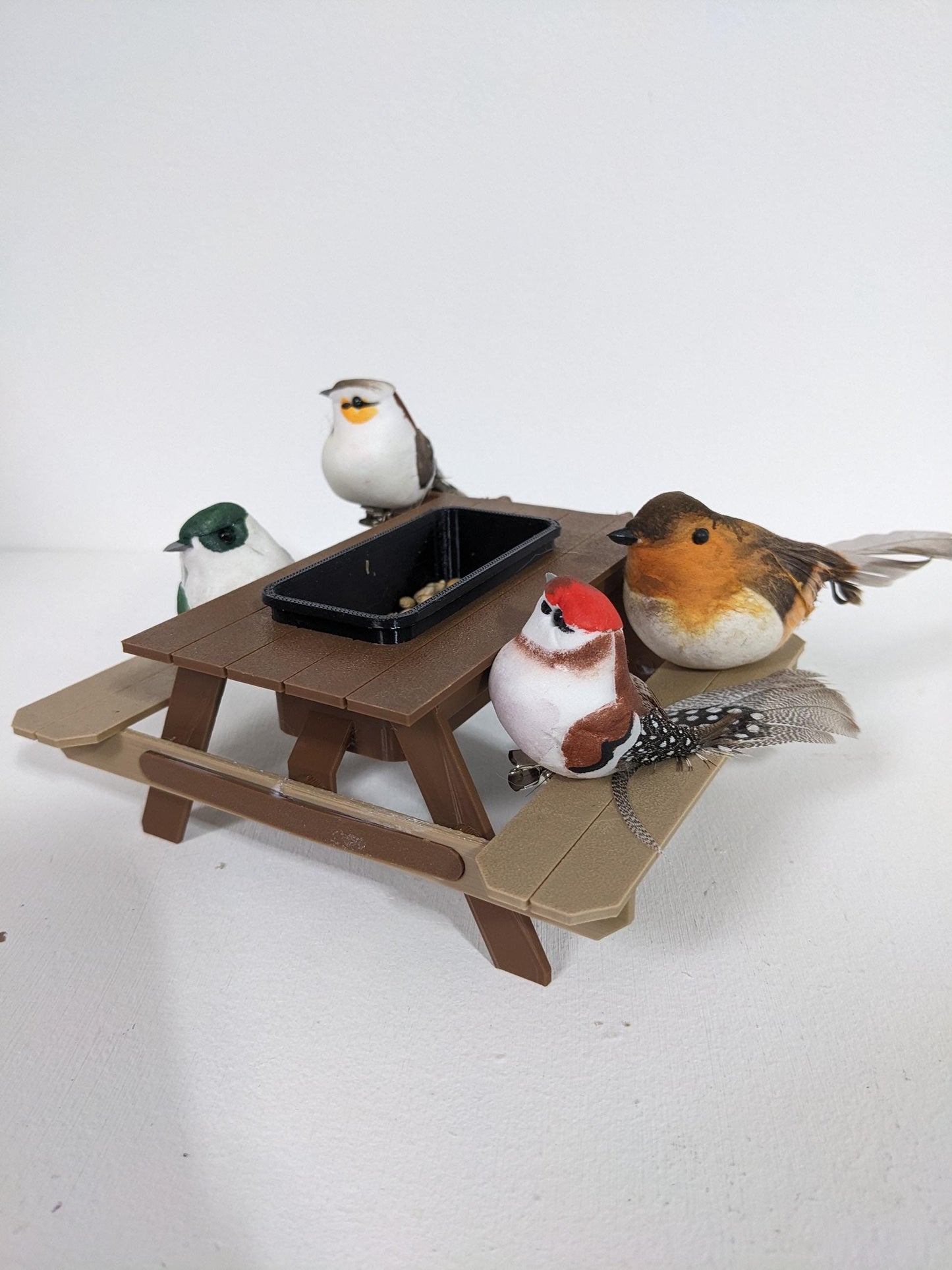 Picnic Table Bird Feeder: Fly-Thru Station, Indoor Aviary or Outdoor Use