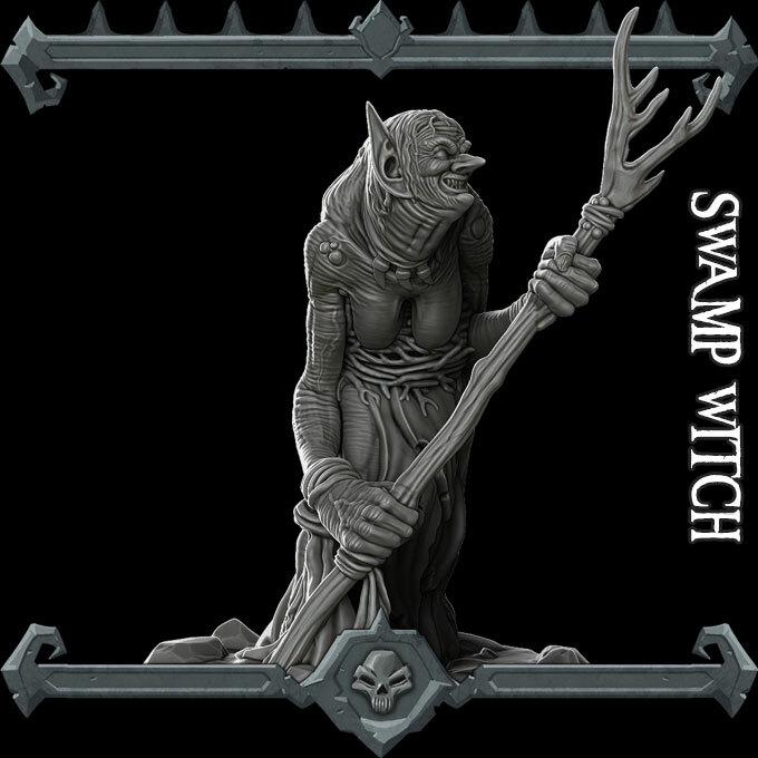 Swamp Witch | Bonus | Rocket Pig Games | Miniatures for tabletop games. 28mm to 32mm Resin Figures for RPG, D&D, Dungeons and Dragons