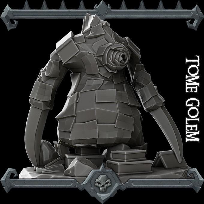 Tome Golem | Bonus | Rocket Pig Games | Miniatures for tabletop games. 28mm to 32mm Resin Figures for RPG, D&D, Dungeons and Dragons