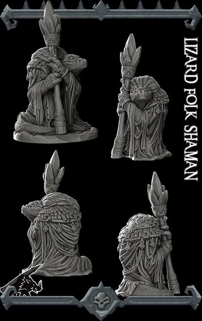 Lizardfolk Shaman | Bonus | Rocket Pig Games | Miniatures for tabletop games. 28mm to 32mm Resin Figures for RPG, D&D, Dungeons and Dragons