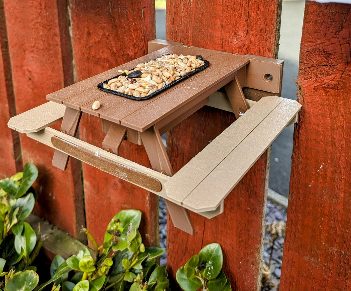 Picnic Table Bird Feeder: Fly-Thru Station, Indoor Aviary or Outdoor Use