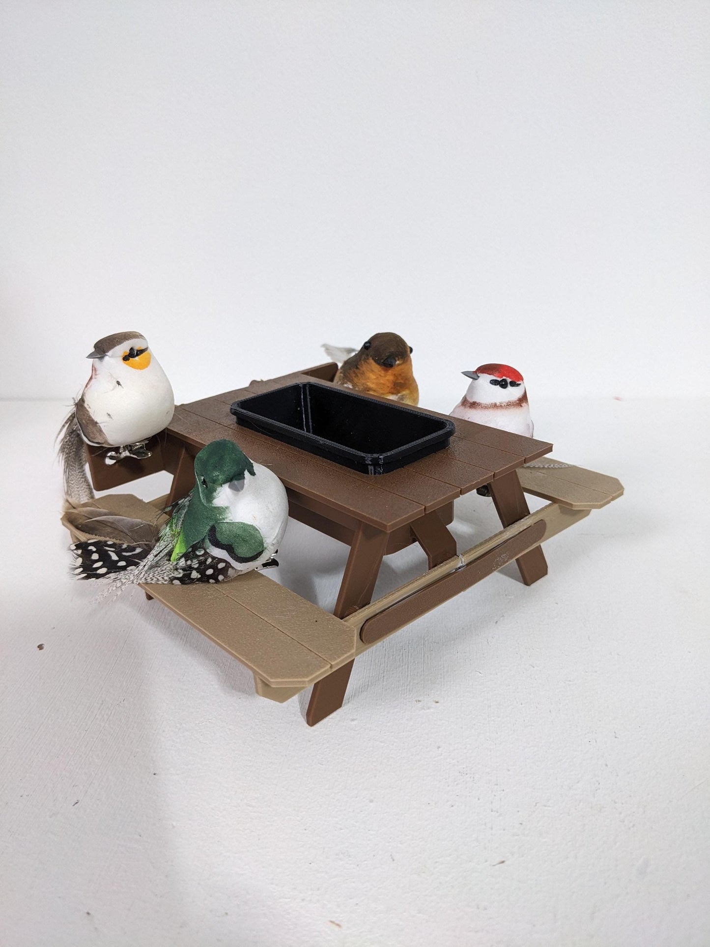 Picnic Table Bird Feeder: Fly-Thru Station, Indoor Aviary or Outdoor Use