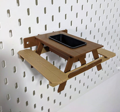 Picnic Table Bird Feeder: Fly-Thru Station, Indoor Aviary or Outdoor Use