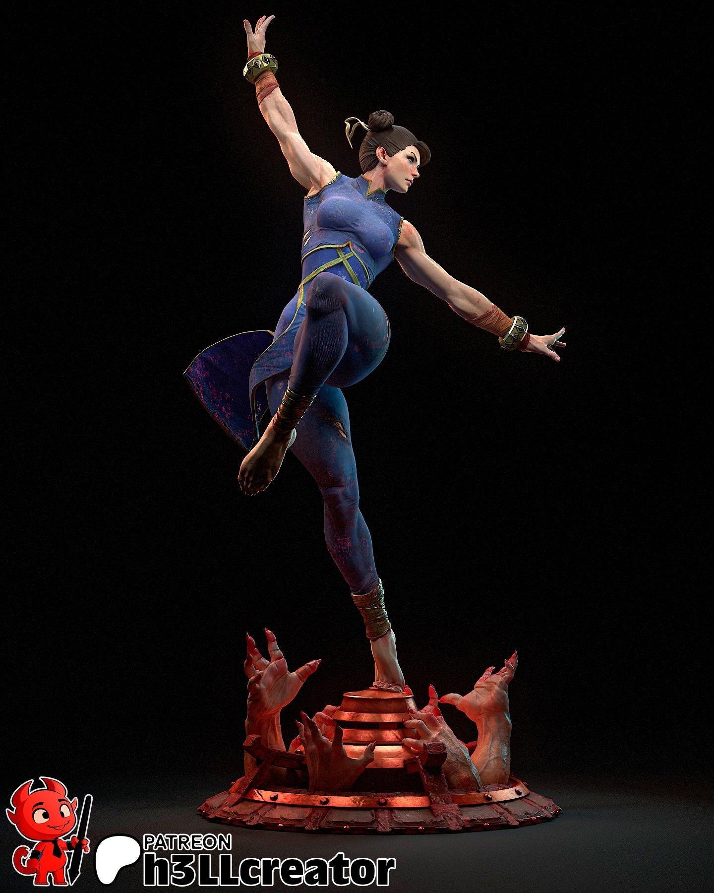 Chun-Li from Street Fighter (fan art) Model or Bust | Miniature scale 1:12 | h3LL Creator | DIY Model Kit