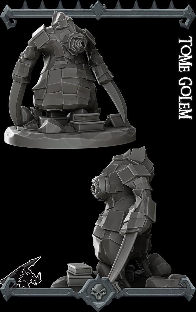Tome Golem | Bonus | Rocket Pig Games | Miniatures for tabletop games. 28mm to 32mm Resin Figures for RPG, D&D, Dungeons and Dragons