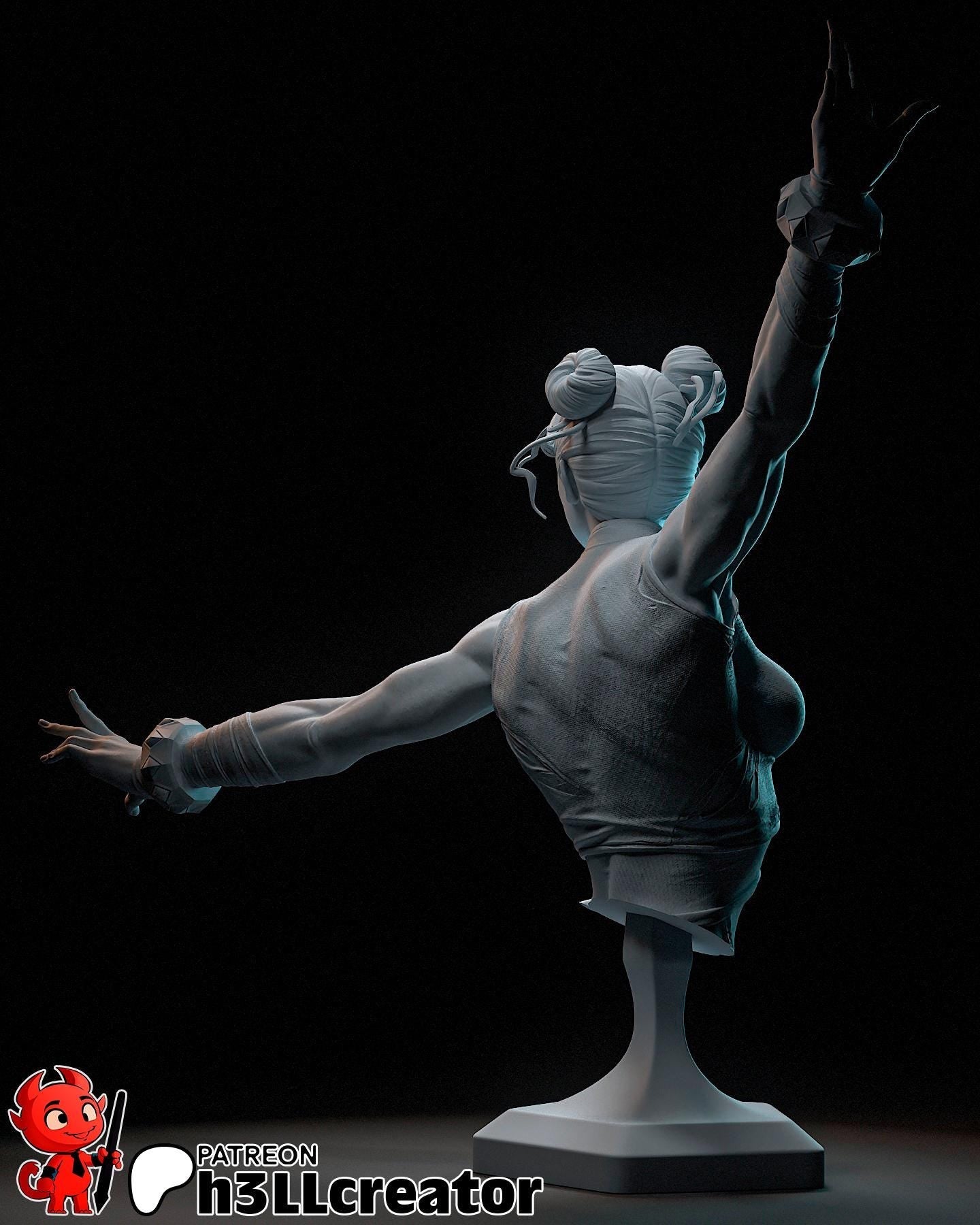 Chun-Li from Street Fighter (fan art) Model or Bust | Miniature scale 1:12 | h3LL Creator | DIY Model Kit