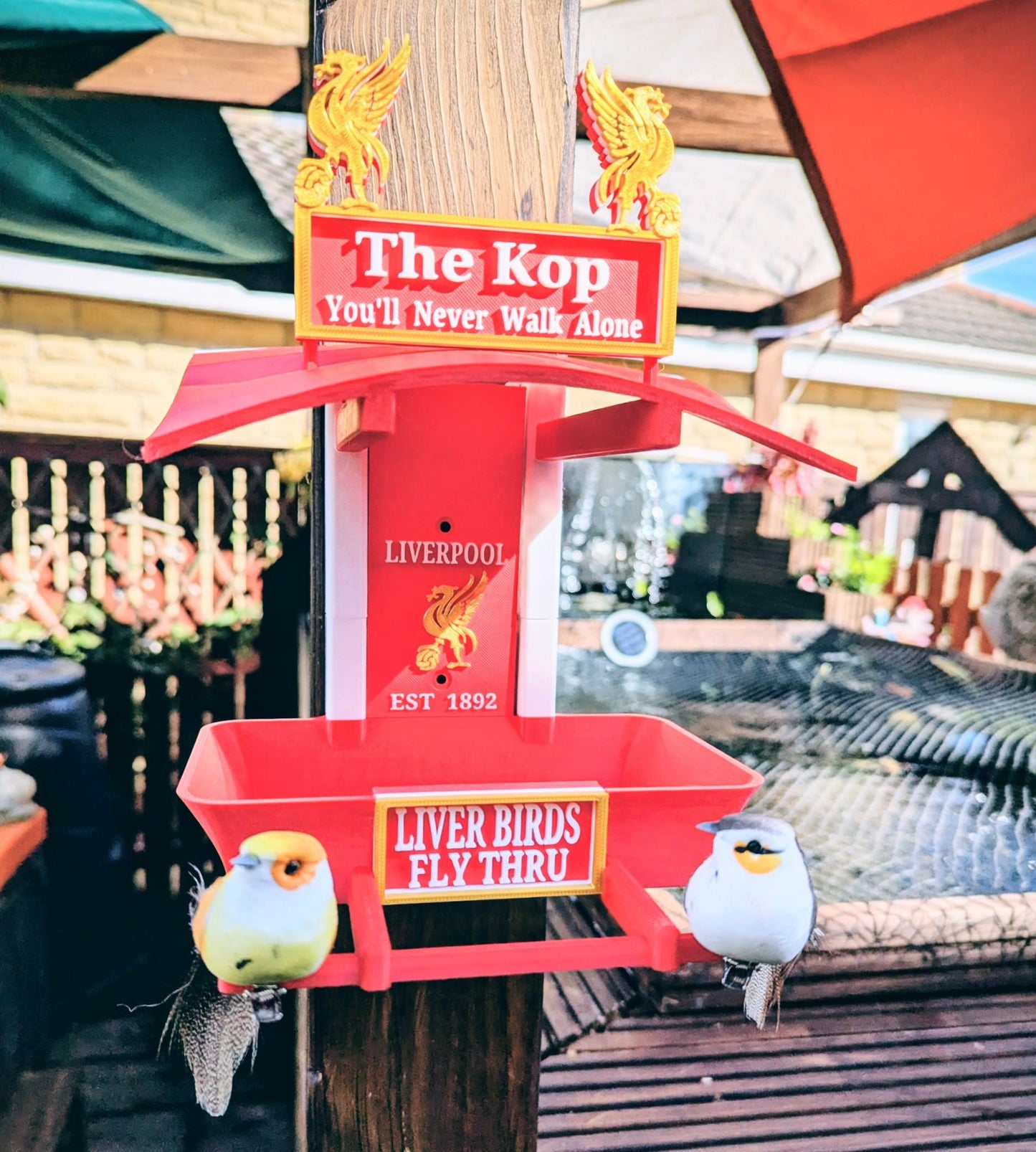 Liverpool FC Bird Feeder Feeding Station The Kop -  Liver birds Anfield themed Garden Decor - Wild Food Feeder - Gift for football Fan