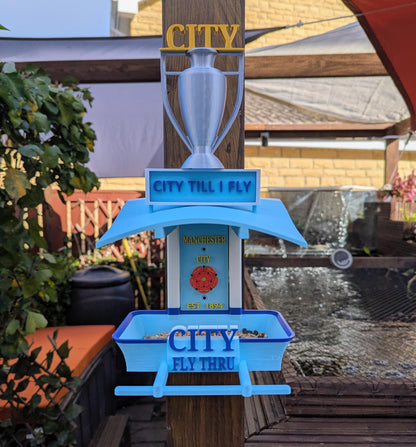 Manchester City Bird Feeder : Football Fans Feeding Station -  Quirky Garden Decor - Wild Bird seed tray -  Gift for Soccer city Fan