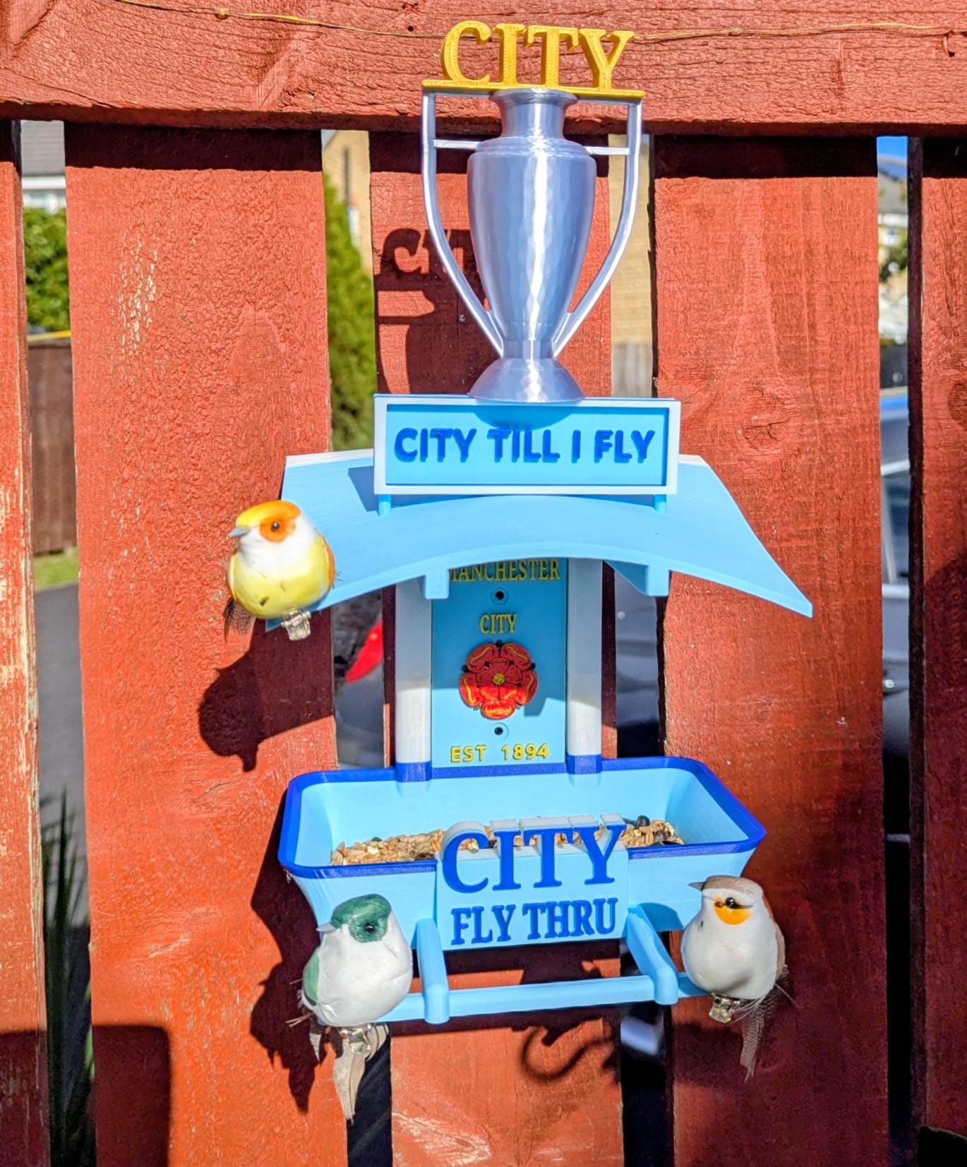 Manchester City Bird Feeder : Football Fans Feeding Station -  Quirky Garden Decor - Wild Bird seed tray -  Gift for Soccer city Fan