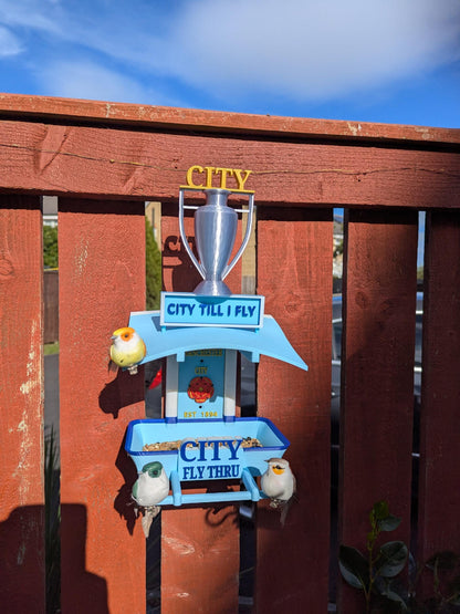 Manchester City Bird Feeder : Football Fans Feeding Station -  Quirky Garden Decor - Wild Bird seed tray -  Gift for Soccer city Fan