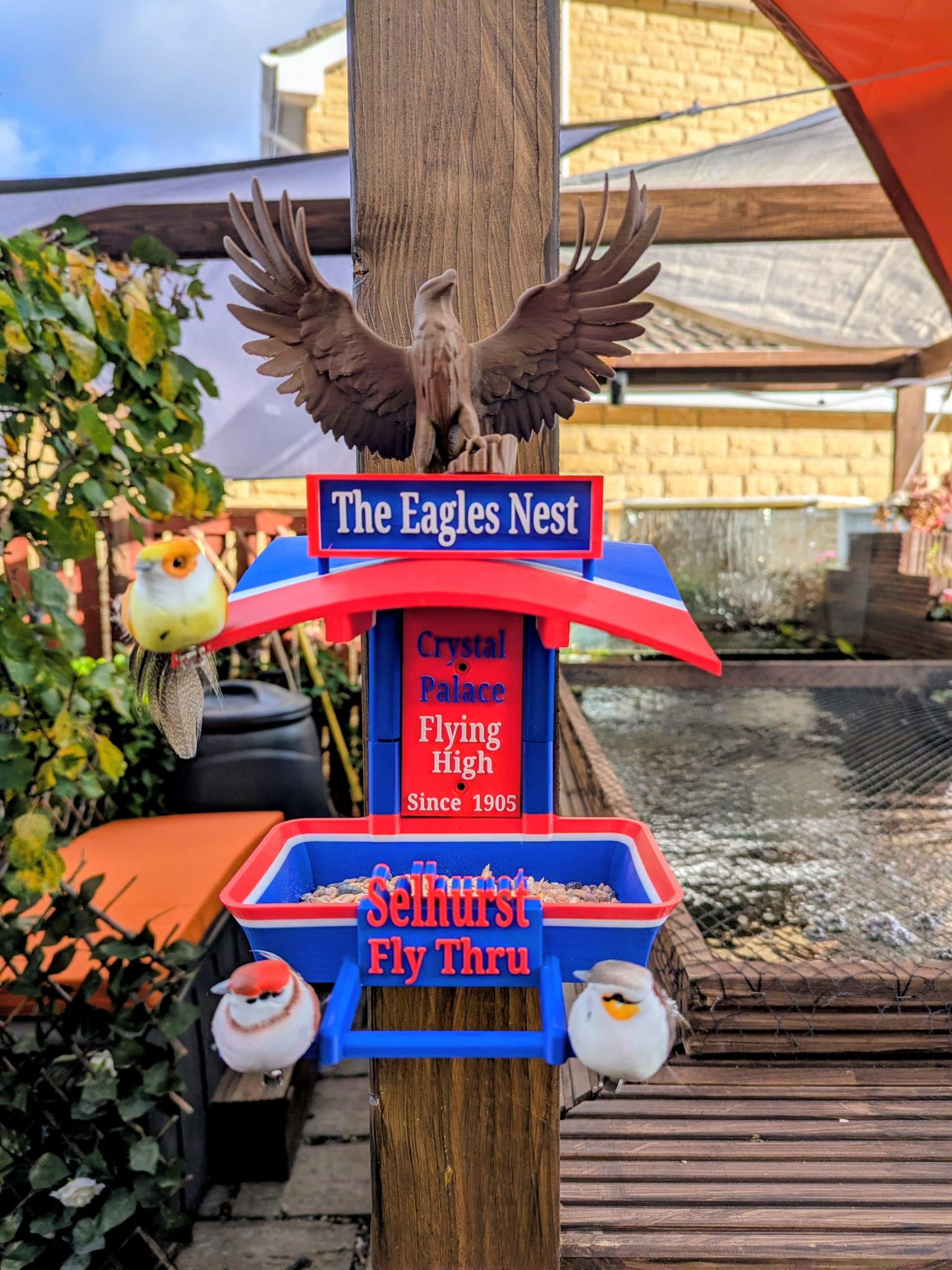 Crystal Palace Bird Feeder, The Eagles Nest, Selhurst feeding station . Garden seed table, Gift for Palace football club Fans