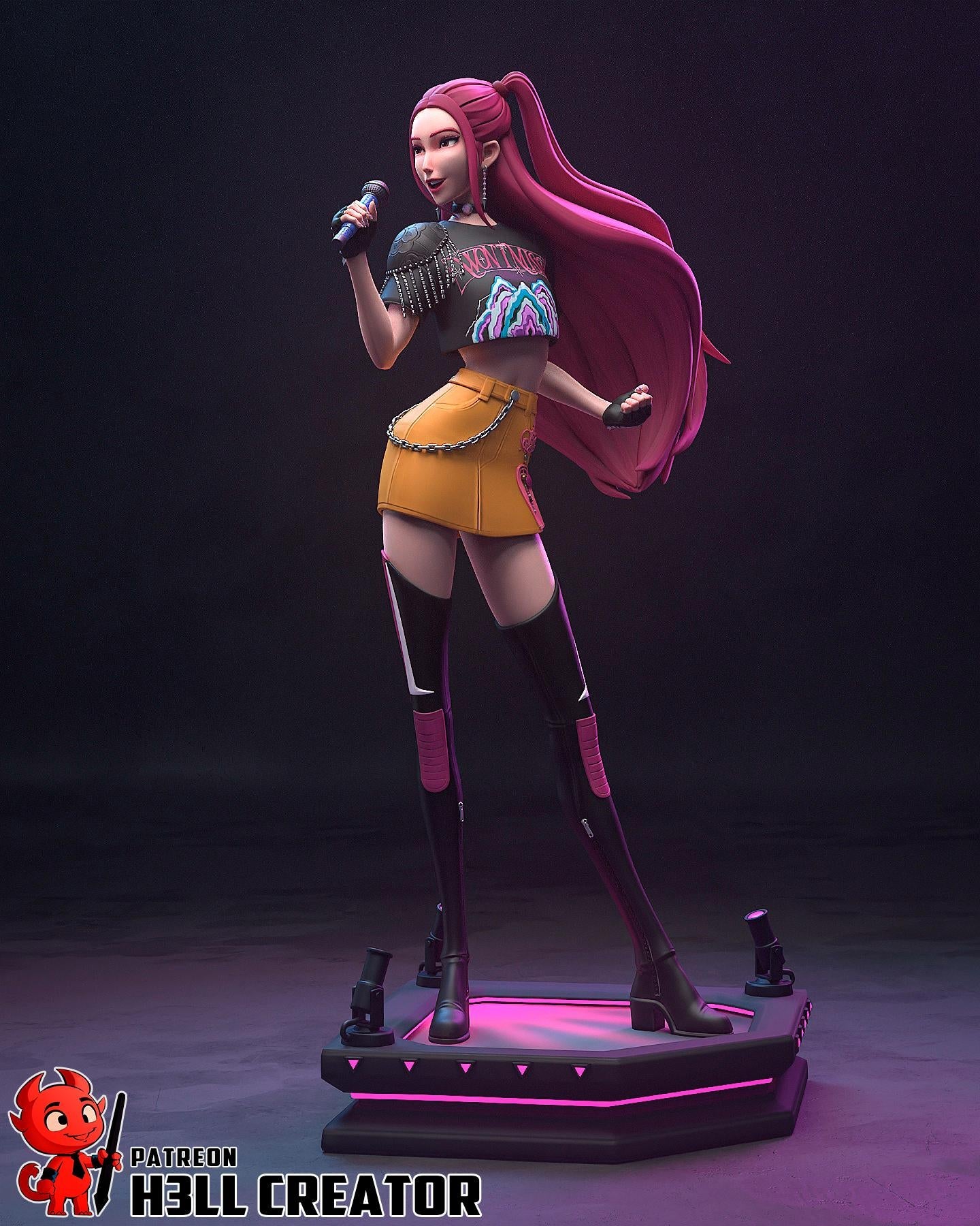 K-Pop Demon Hunters Diorama | Zoey, Rumi & Mira | H3LLcreator | Interlocking Display Set | Premium Resin Print